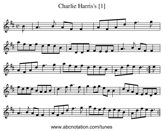 Charlie Harris's [1] - staff notation