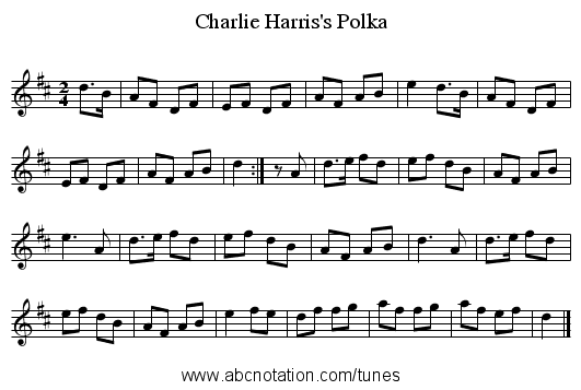 Charlie Harris's Polka - staff notation