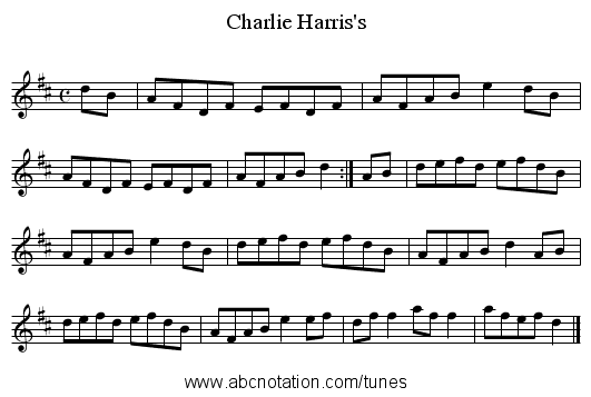 Charlie Harris's - staff notation
