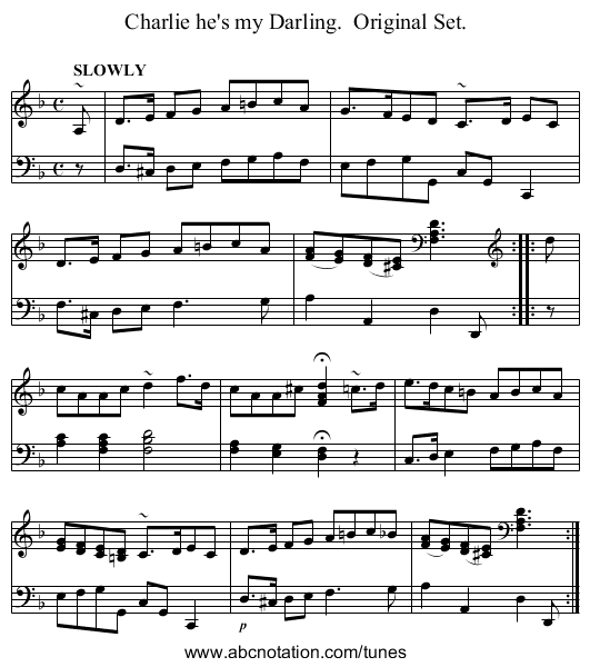 Charlie he's my Darling.  Original Set. - staff notation