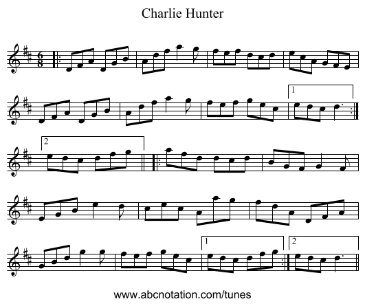Charlie Hunter - staff notation