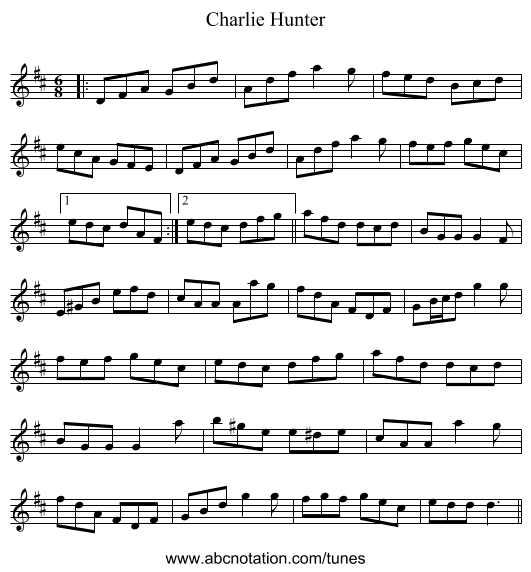 Charlie Hunter - staff notation