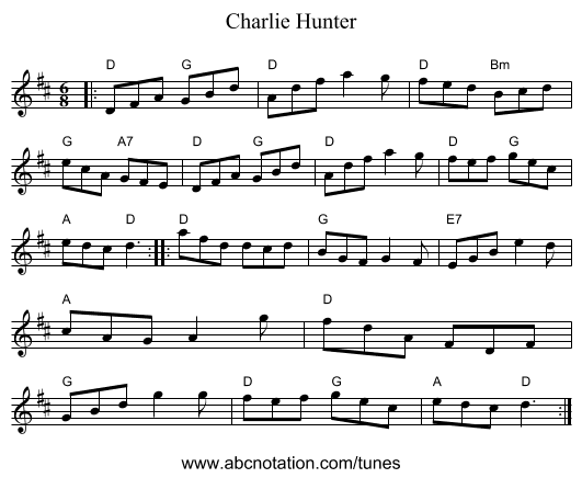 Charlie Hunter - staff notation