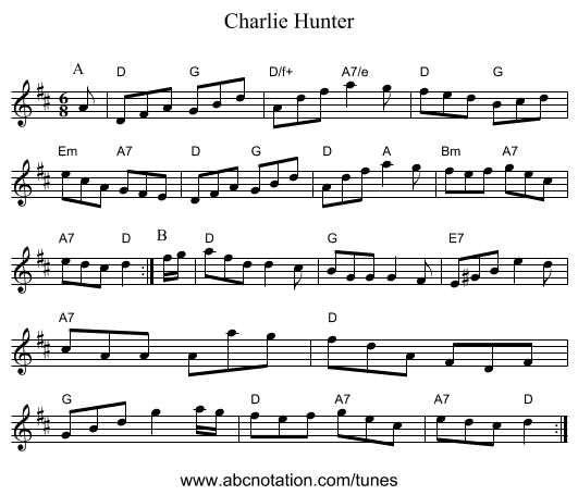 Charlie Hunter - staff notation