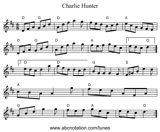 Charlie Hunter - staff notation