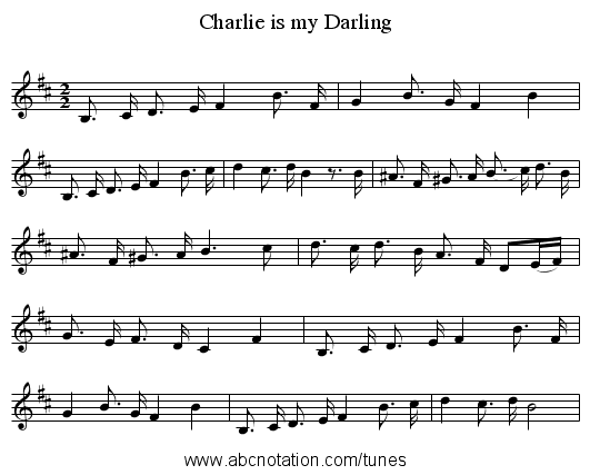Charlie is my Darling - staff notation
