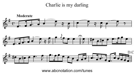 Charlie is my darling - staff notation