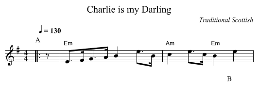 Charlie is my Darling - staff notation