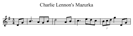 Charlie Lennon's Mazurka - staff notation