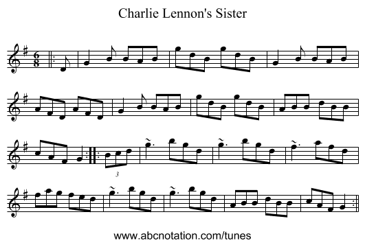 Charlie Lennon's Sister - staff notation