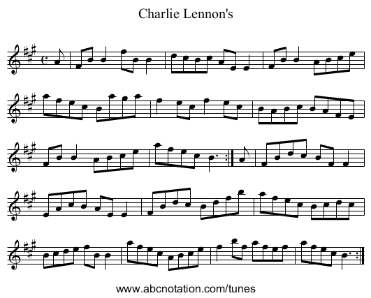 Charlie Lennon's - staff notation