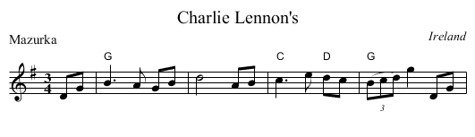 Charlie Lennon's - staff notation