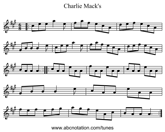 Charlie Mack's - staff notation