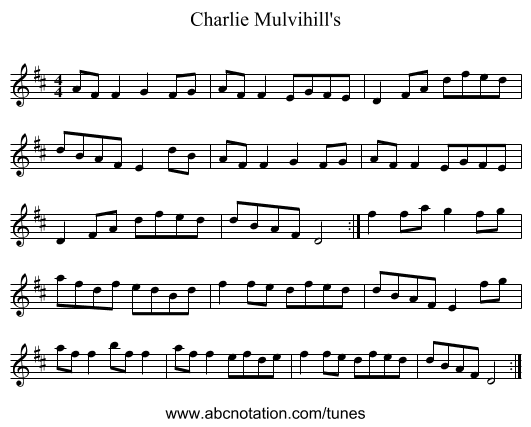 Charlie Mulvihill's - staff notation