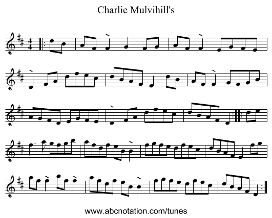 Charlie Mulvihill's - staff notation