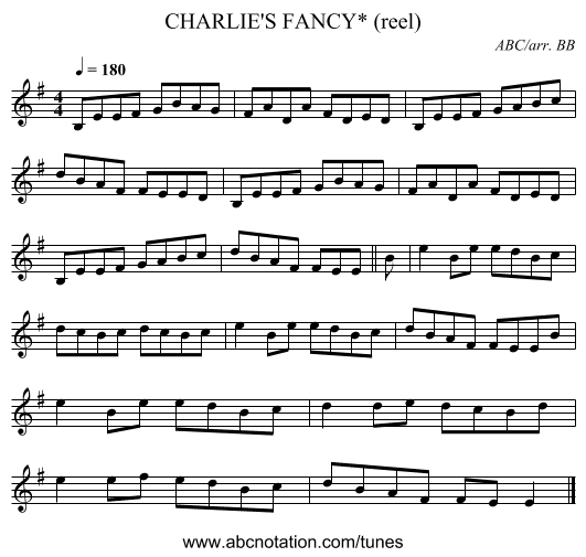 CHARLIE'S FANCY* (reel) - staff notation