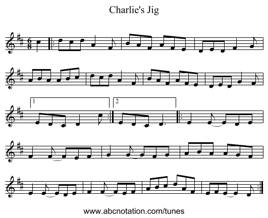 Charlie's Jig - staff notation