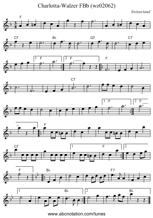 Charlotta-Walzer FBb (wz02062) - staff notation