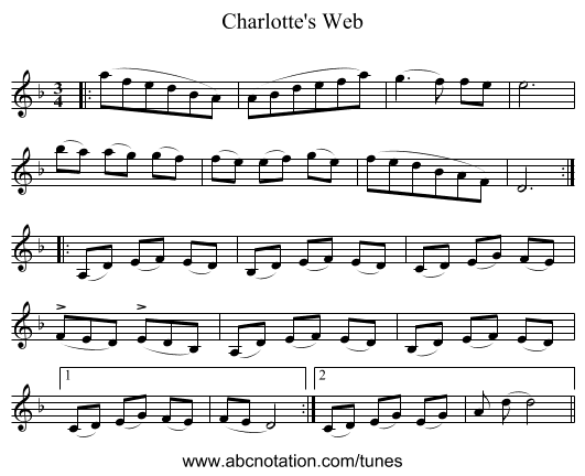Charlotte's Web - staff notation