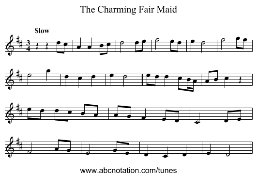 Charming Fair Maid, The - staff notation