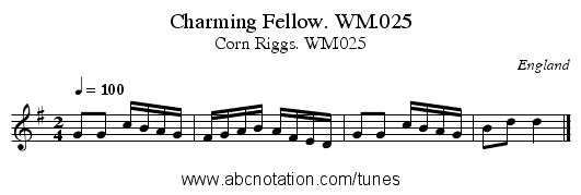 Charming Fellow. WM.025 - staff notation