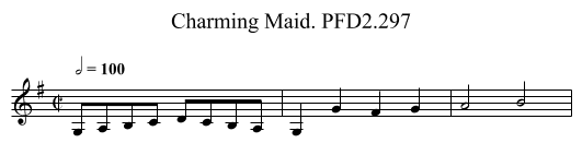 Charming Maid. PFD2.297 - staff notation