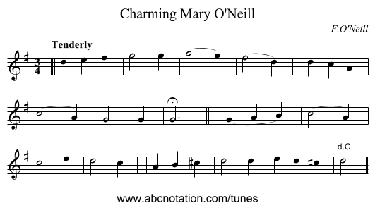 Charming Mary O'Neill - staff notation