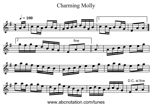 Charming Molly - staff notation