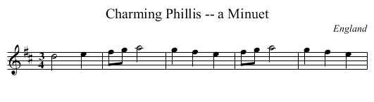 Charming Phillis -- a Minuet - staff notation