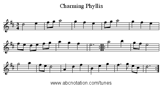 Charming Phyllis - staff notation