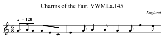 Charms of the Fair. VWMLa.145 - staff notation