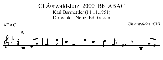 ChÃ¤rwald-Juiz. 2000  Bb  ABAC - staff notation