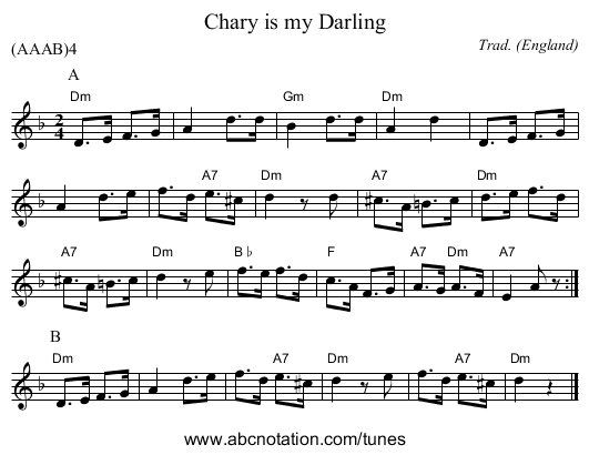 Chary is my Darling - staff notation