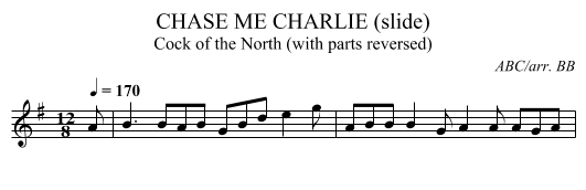 CHASE ME CHARLIE (slide) - staff notation