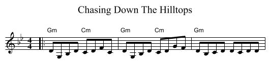 Chasing Down The Hilltops - staff notation
