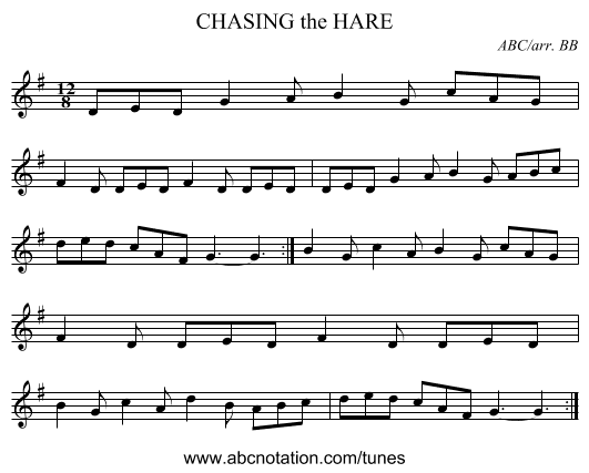 CHASING the HARE - staff notation