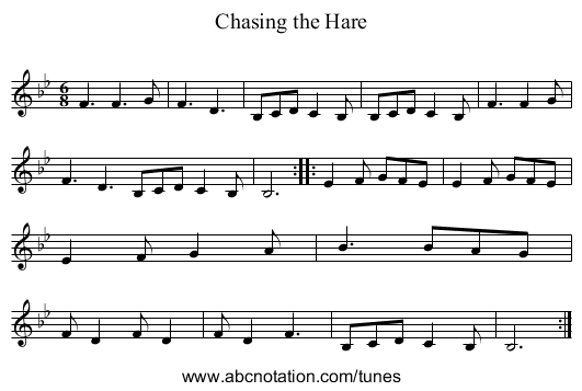 Chasing the Hare - staff notation