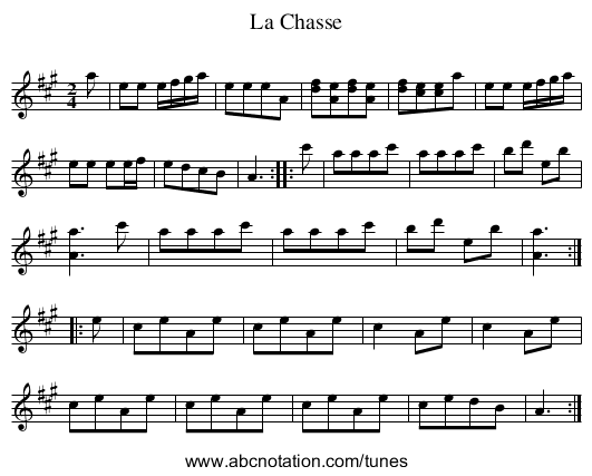 Chasse, La - staff notation