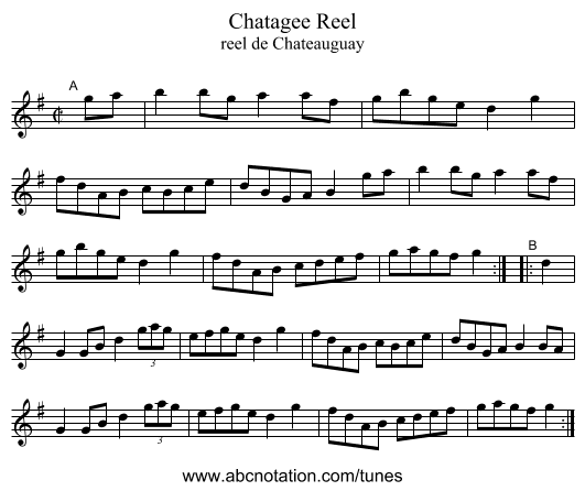Chatagee Reel - staff notation