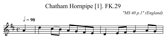 Chatham Hornpipe [1]. FK.29 - staff notation