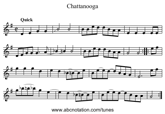 Chattanooga - staff notation