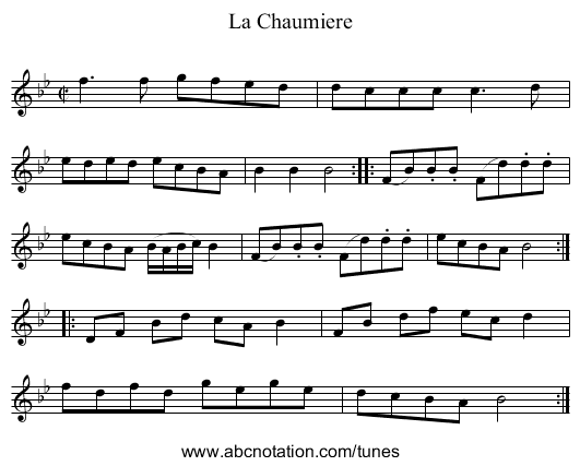 Chaumiere, La - staff notation