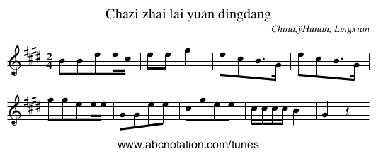 Chazi zhai lai yuan dingdang - staff notation