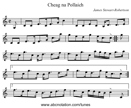 Cheag na Pollaich - staff notation