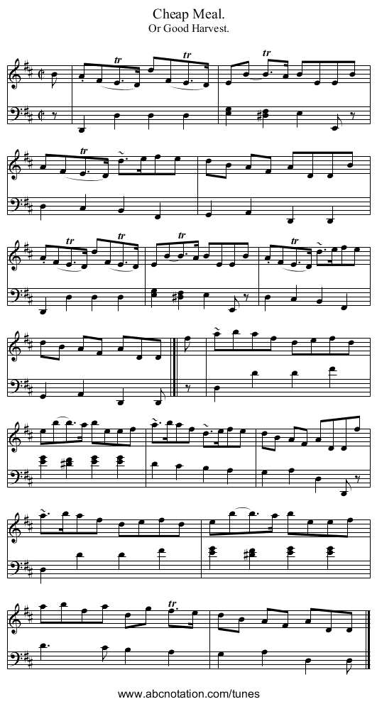 Cheap Meal. - staff notation