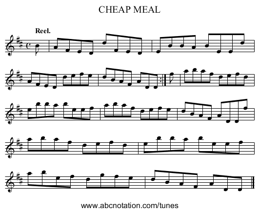 CHEAP MEAL - staff notation