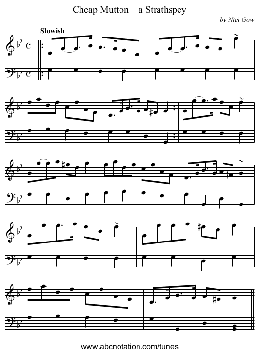 Cheap Mutton    a Strathspey - staff notation