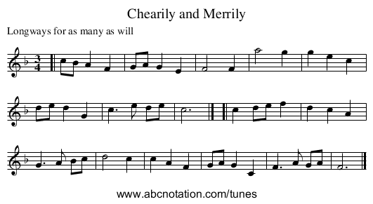 Chearily and Merrily - staff notation