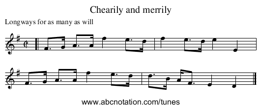 Chearily and merrily - staff notation