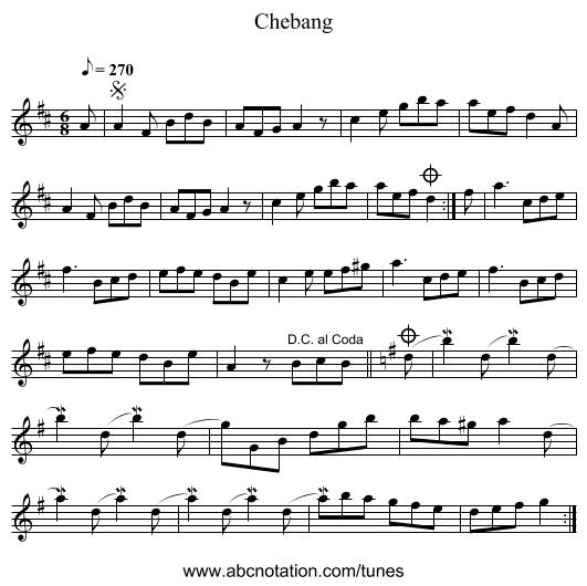 Chebang - staff notation